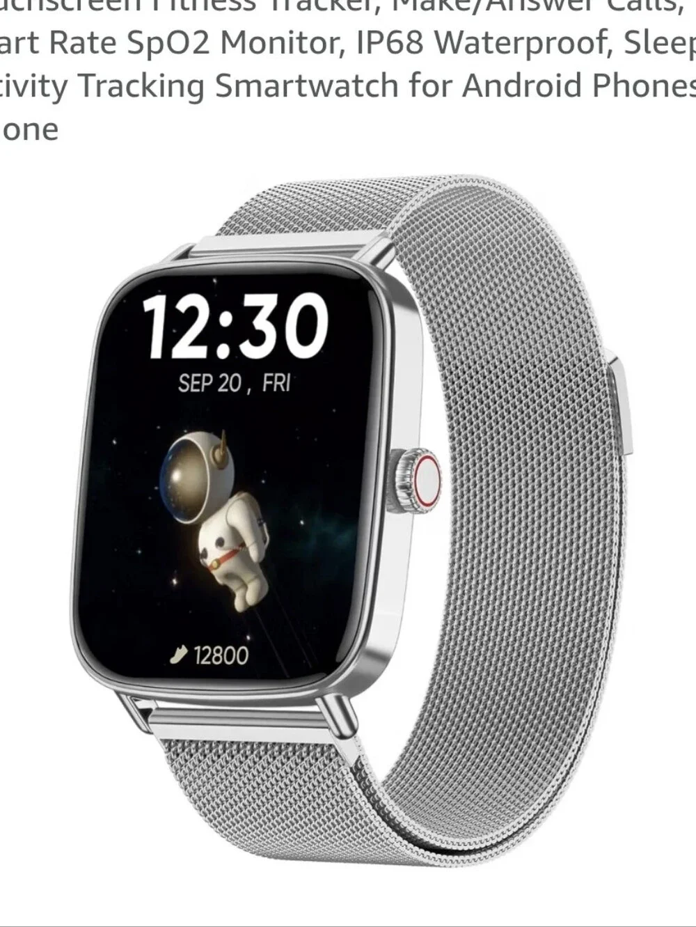 BNIB Silver Smartwatch with Mesh Band - 1.85